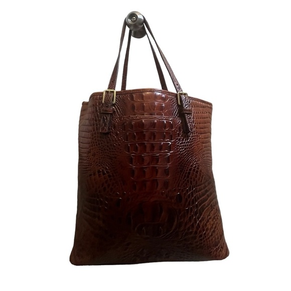 Brahmin Pecan Melbourne Croc-Embossed Brown Leather Handbag main image 8